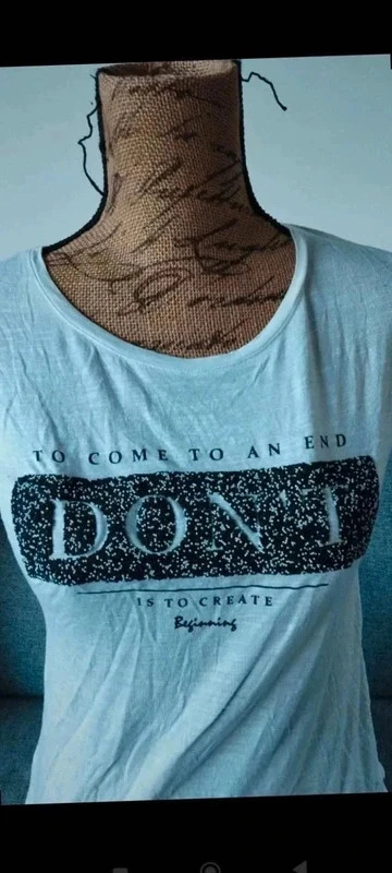 Pimkie white 'DON'T' print women's T-shirt size M short sleeves casual – photo 2